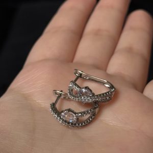 Sparkling Silver Crystal Hoop Earrings