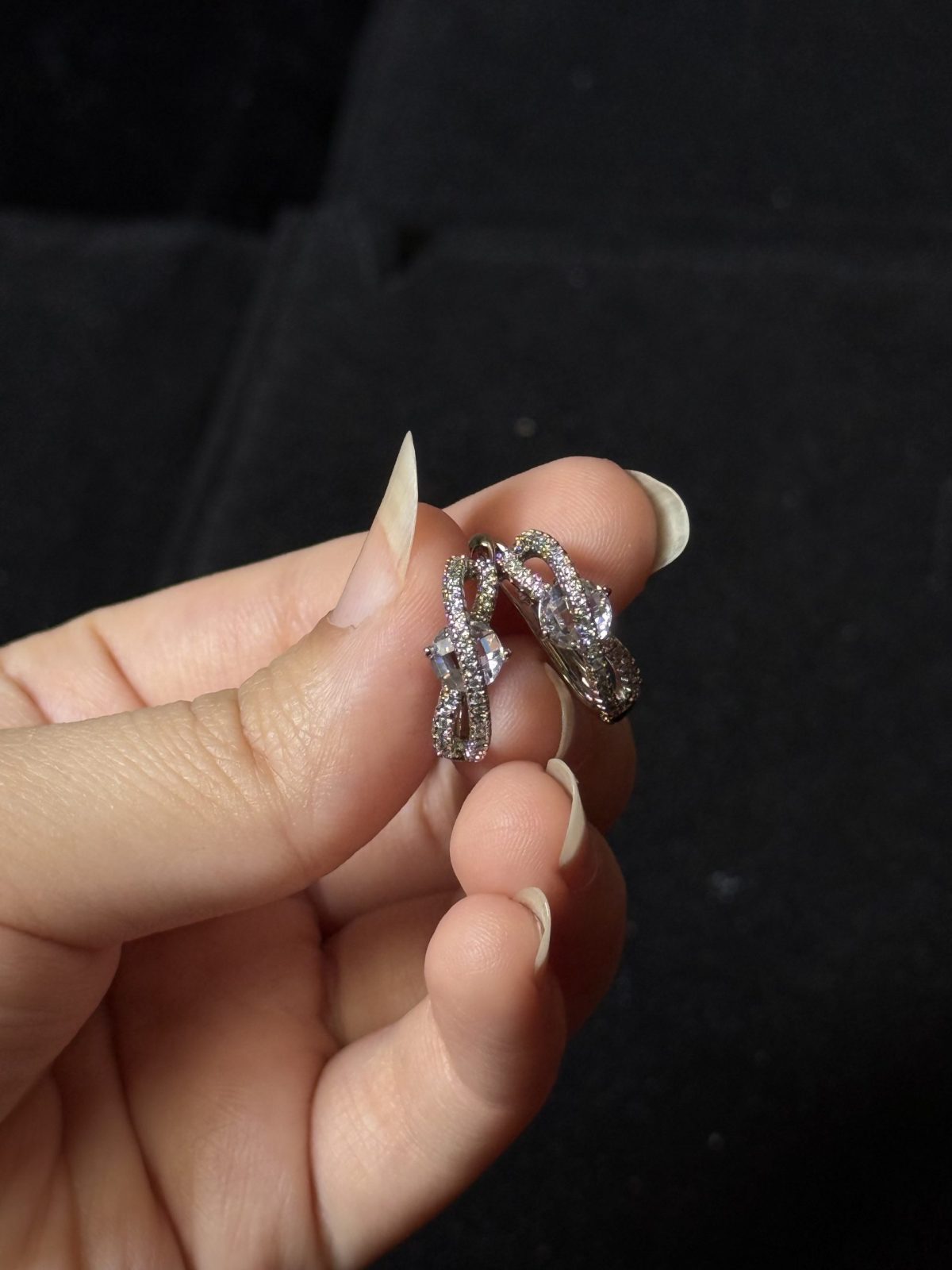 Sparkling Silver Crystal Hoop Earrings