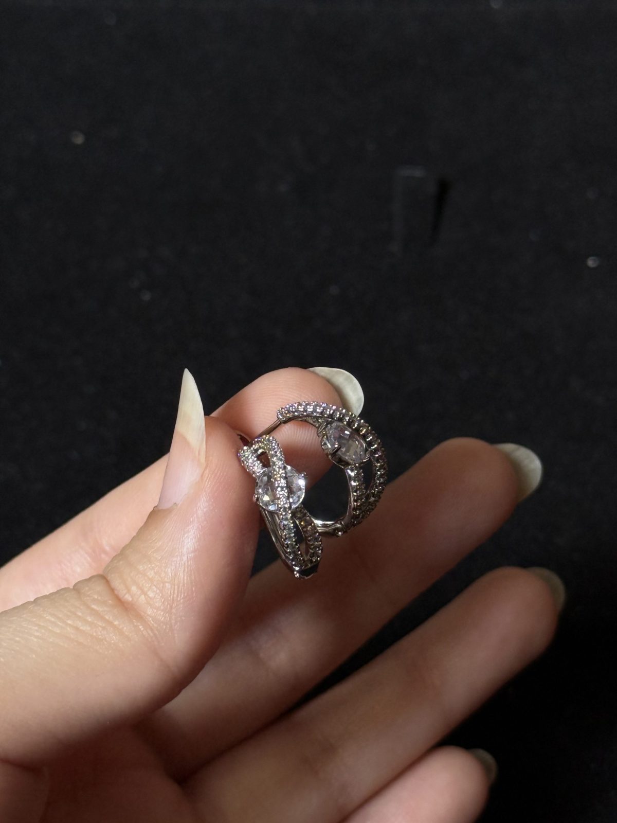 Sparkling Silver Crystal Hoop Earrings