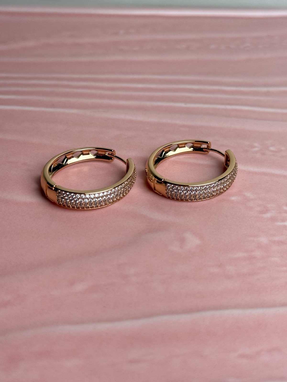 Kiara Pavé Round Hoop Earrings Silver Gold color