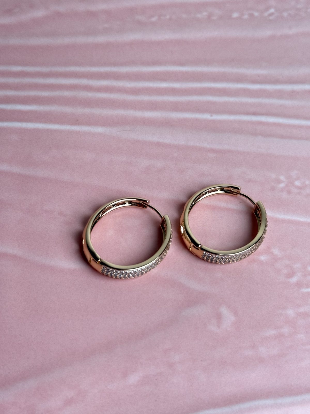Kiara Pavé Round Hoop Earrings Silver Gold color