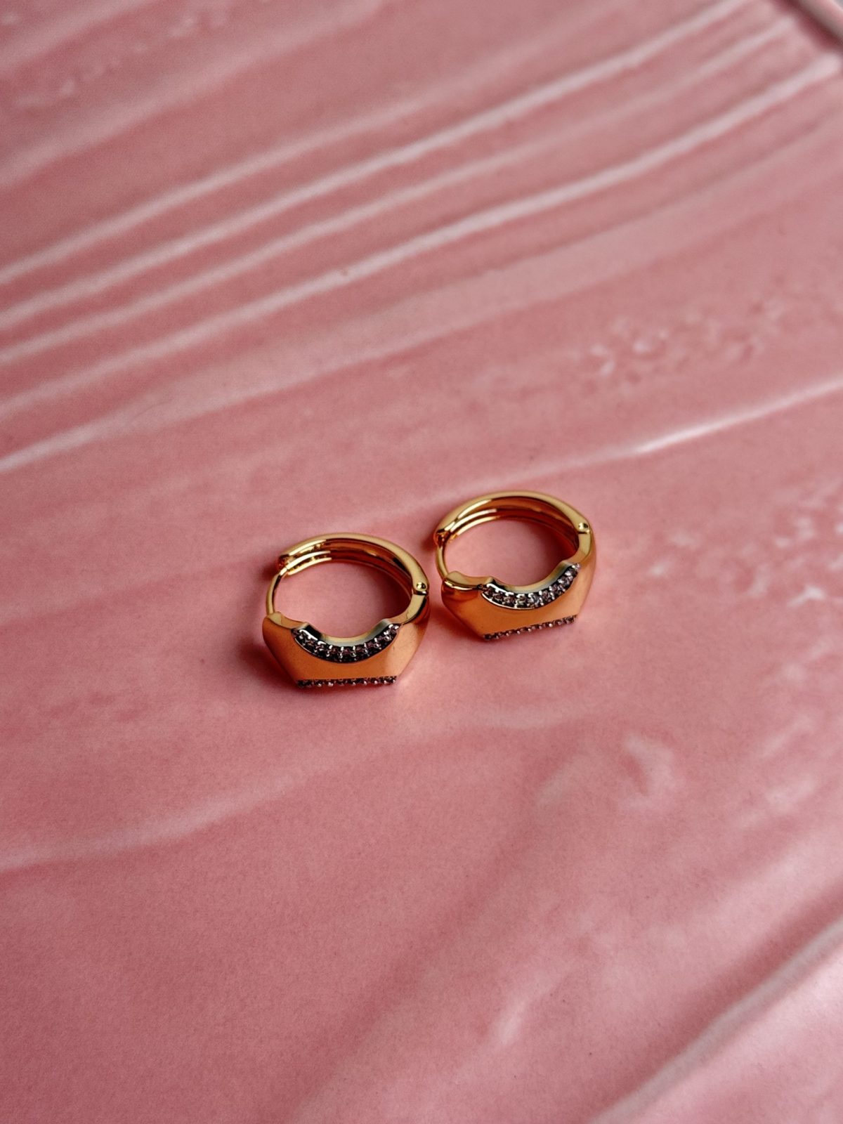 Mina Geometric Crystal Hoop Earrings