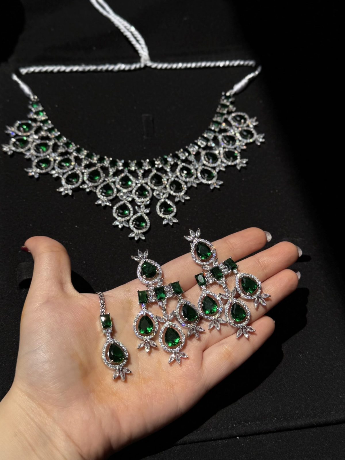 Nova Emerald Green Statement Necklace Set