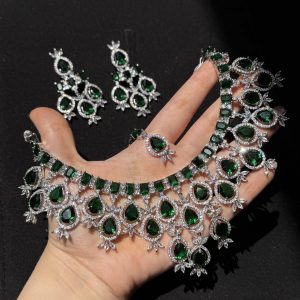 Nova Emerald Green Statement Necklace Set Green