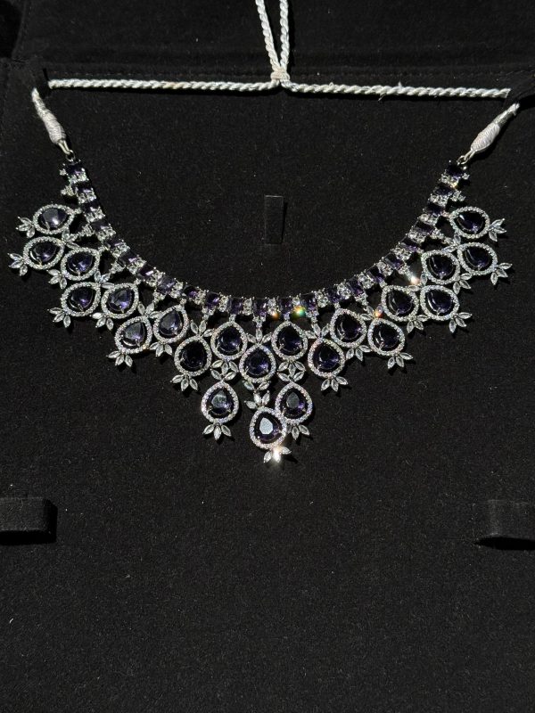 Nova Emerald Green Statement Necklace Set Purple