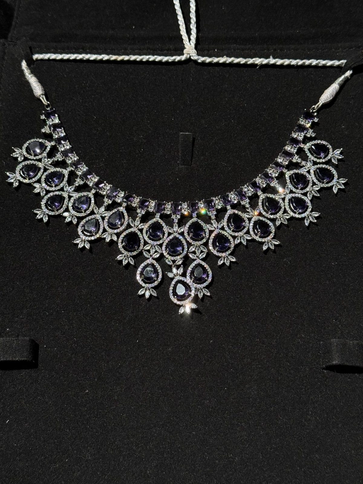 Nova Emerald Green Statement Necklace Set Purple