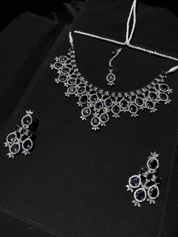 Nova Emerald Green Statement Necklace Set Purple