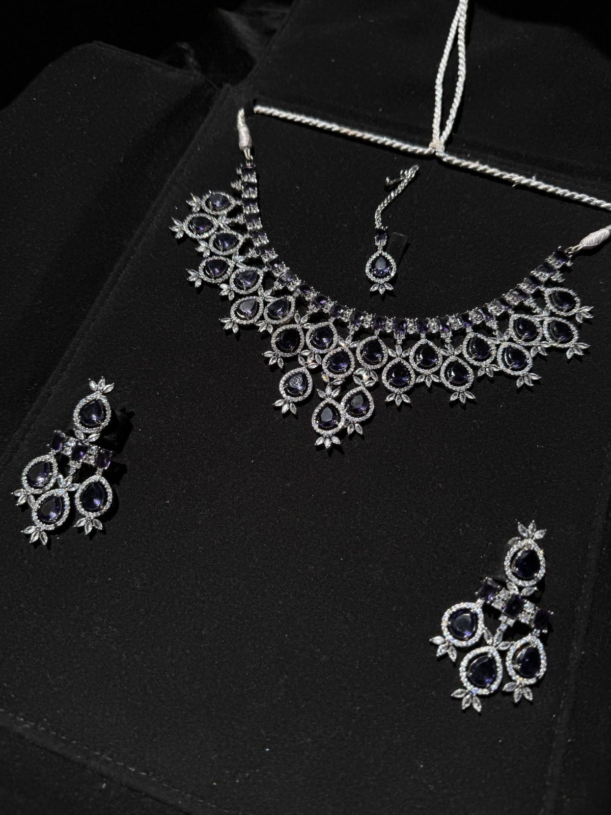 Nova Emerald Green Statement Necklace Set Purple