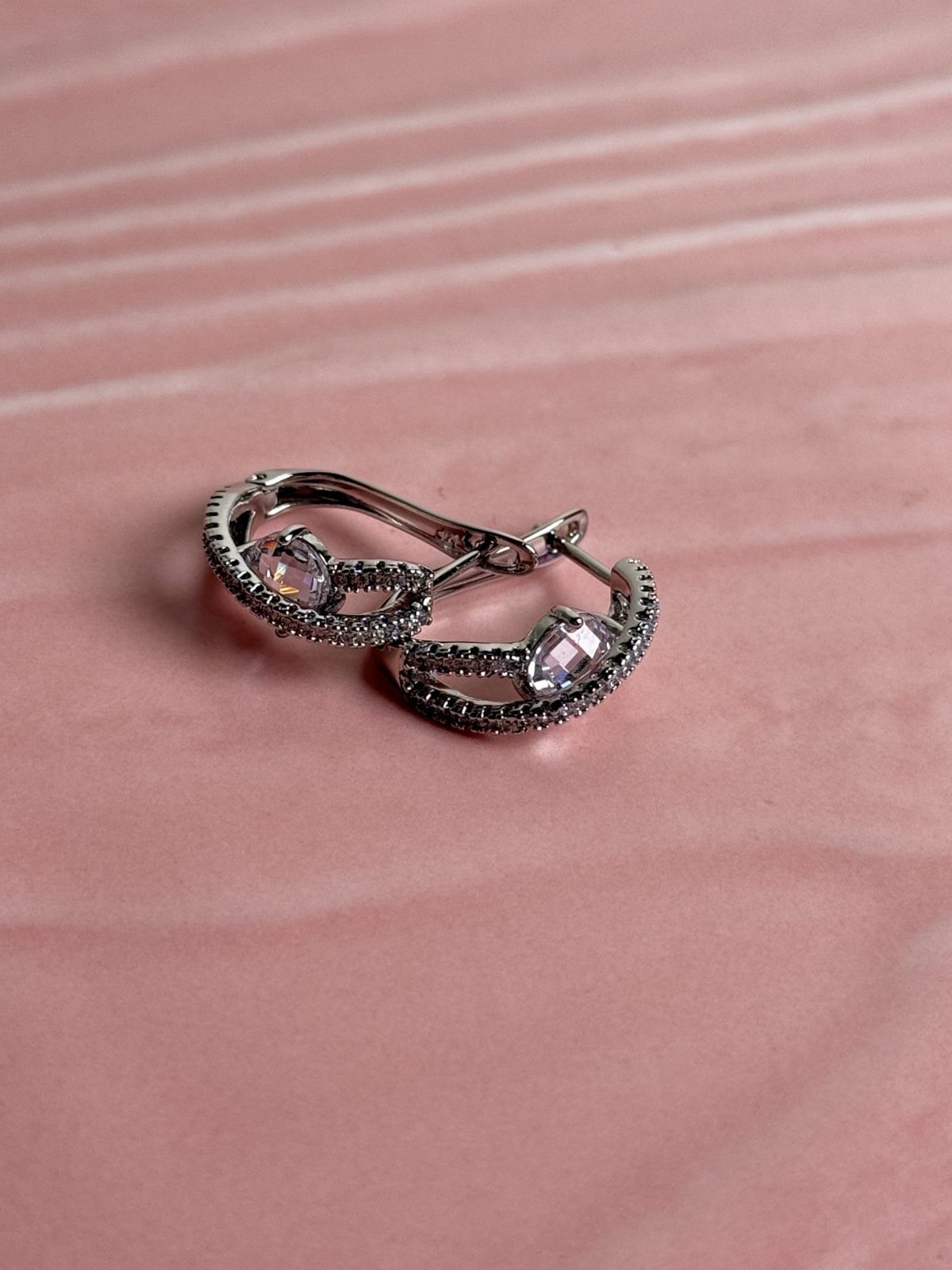 Sparkling Silver Crystal Hoop Earrings