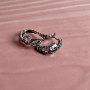 Sparkling Silver Crystal Hoop Earrings