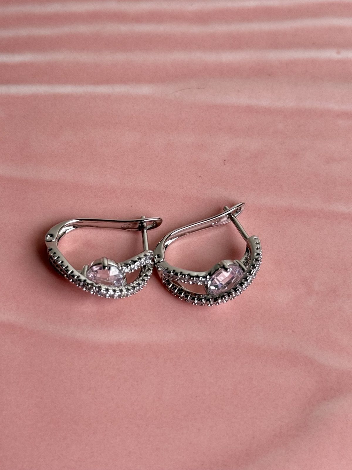 Sparkling Silver Crystal Hoop Earrings