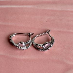 Sparkling Silver Crystal Hoop Earrings