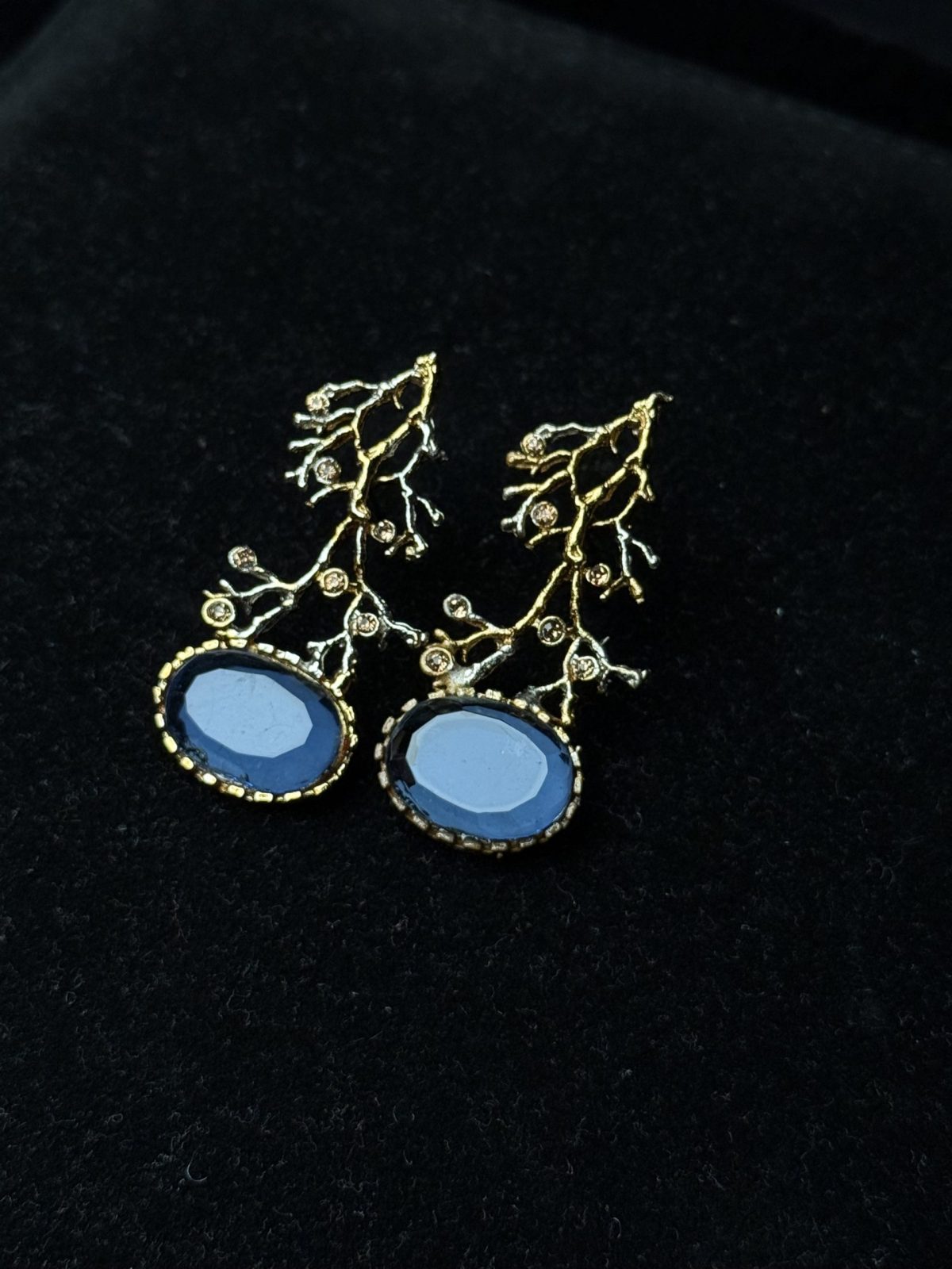 Treetop Whispers Gemstone Branch Earrings blue