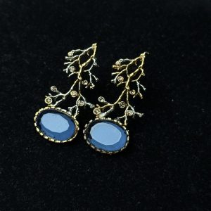 Treetop Whispers Gemstone Branch Earrings blue