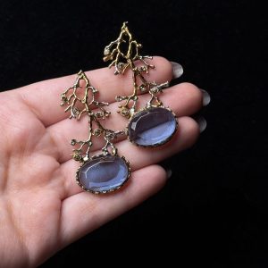 Treetop Whispers Gemstone Branch Earrings blue
