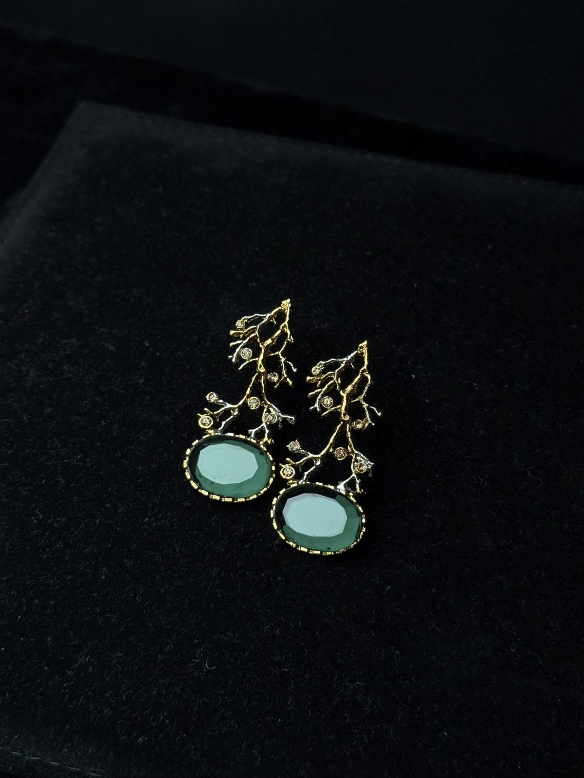 Treetop Whispers Gemstone Branch Earrings green