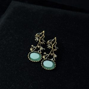 Treetop Whispers Gemstone Branch Earrings green