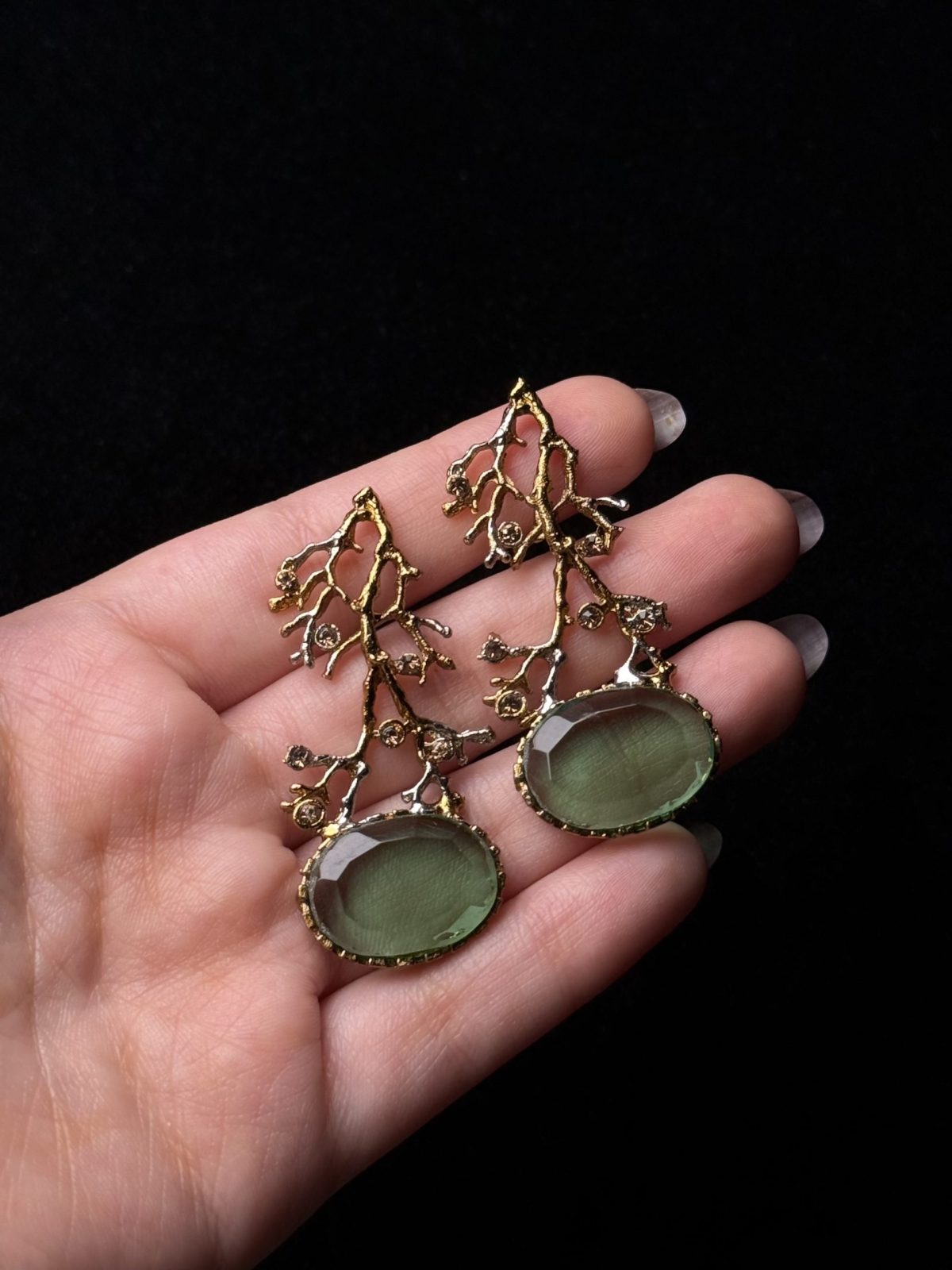 Treetop Whispers Gemstone Branch Earrings red