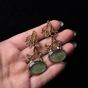 Treetop Whispers Gemstone Branch Earrings red