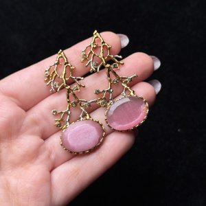 Treetop Whispers Gemstone Branch Earrings pink