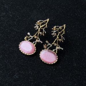 Treetop Whispers Gemstone Branch Earrings pink