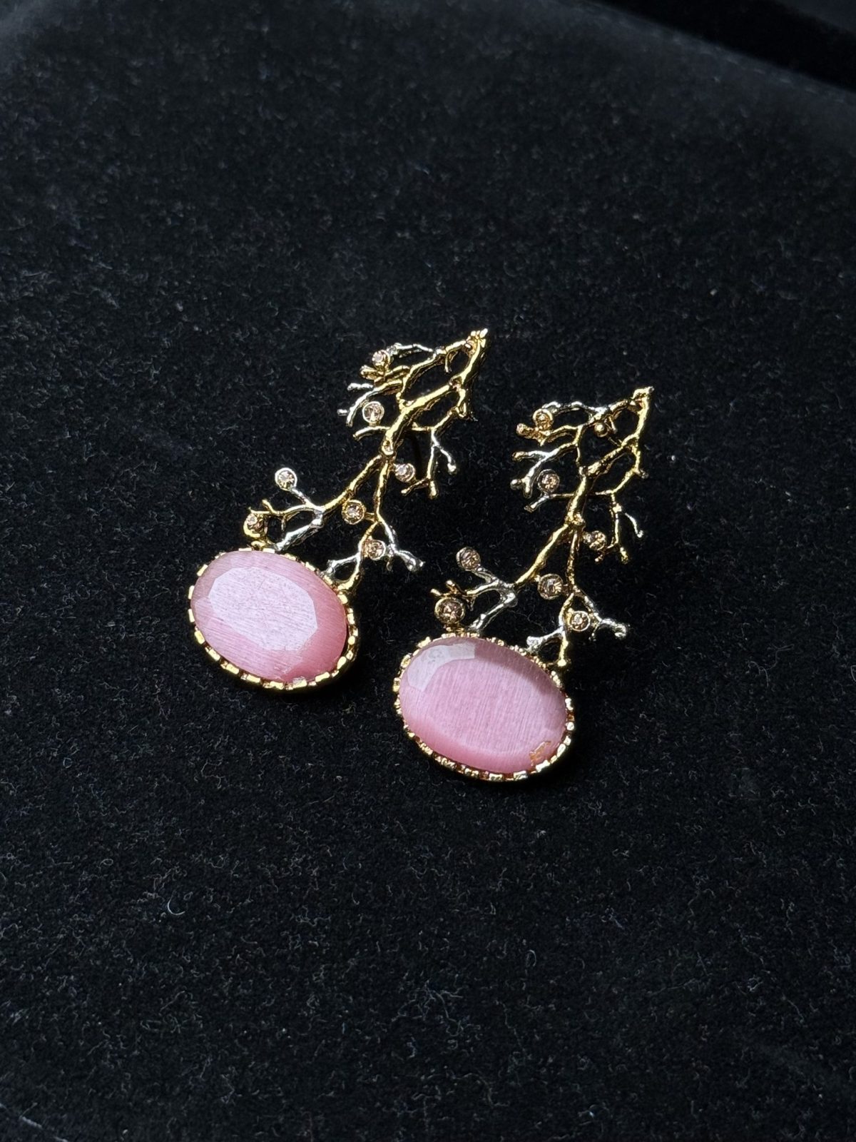 Treetop Whispers Gemstone Branch Earrings pink