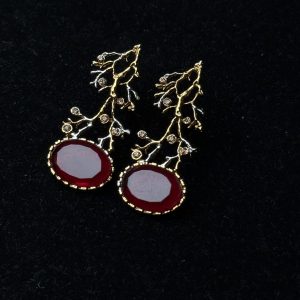 Treetop Whispers Gemstone Branch Earrings red