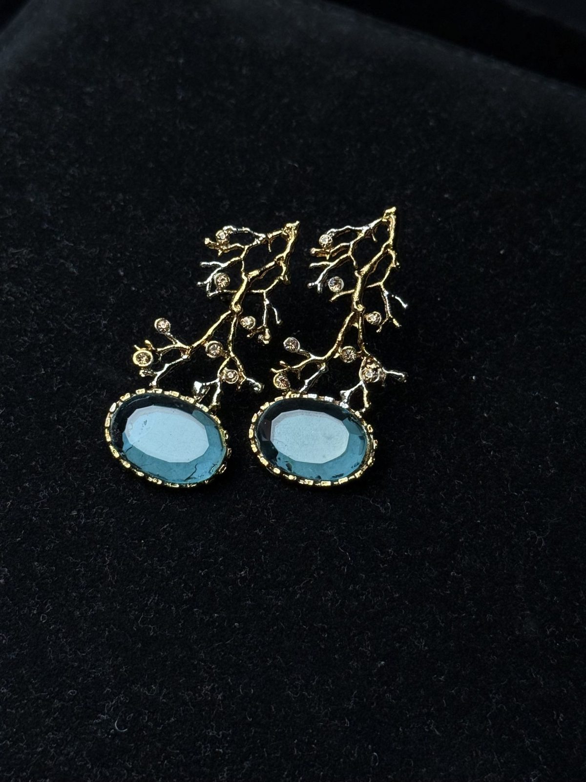 Treetop Whispers Gemstone Branch Earrings light blue