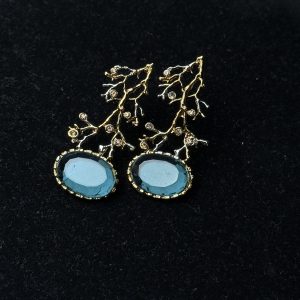 Treetop Whispers Gemstone Branch Earrings light blue