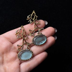 Treetop Whispers Gemstone Branch Earrings light blue