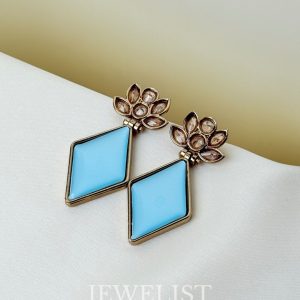 AD Rhombus Crystal Stud Earrings in Sky Blue - Jewelist.pk Fashion Jewellery