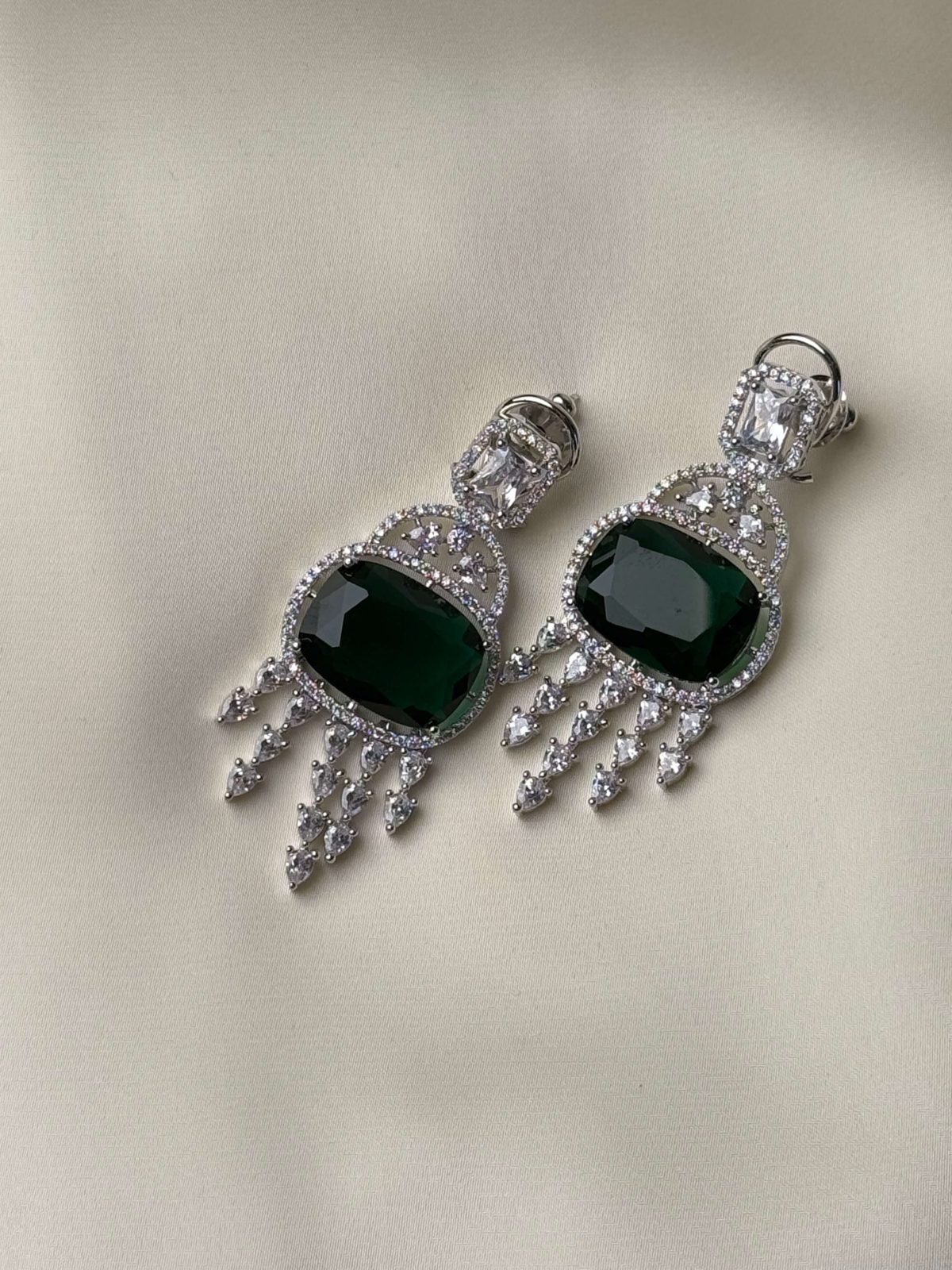 Glamorous Crystal Drop Jewellery Earrings in Emerald Green - Jewelist.pk Fashion Jewellery
