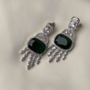 Glamorous Crystal Drop Jewellery Earrings in Emerald Green - Jewelist.pk Fashion Jewellery