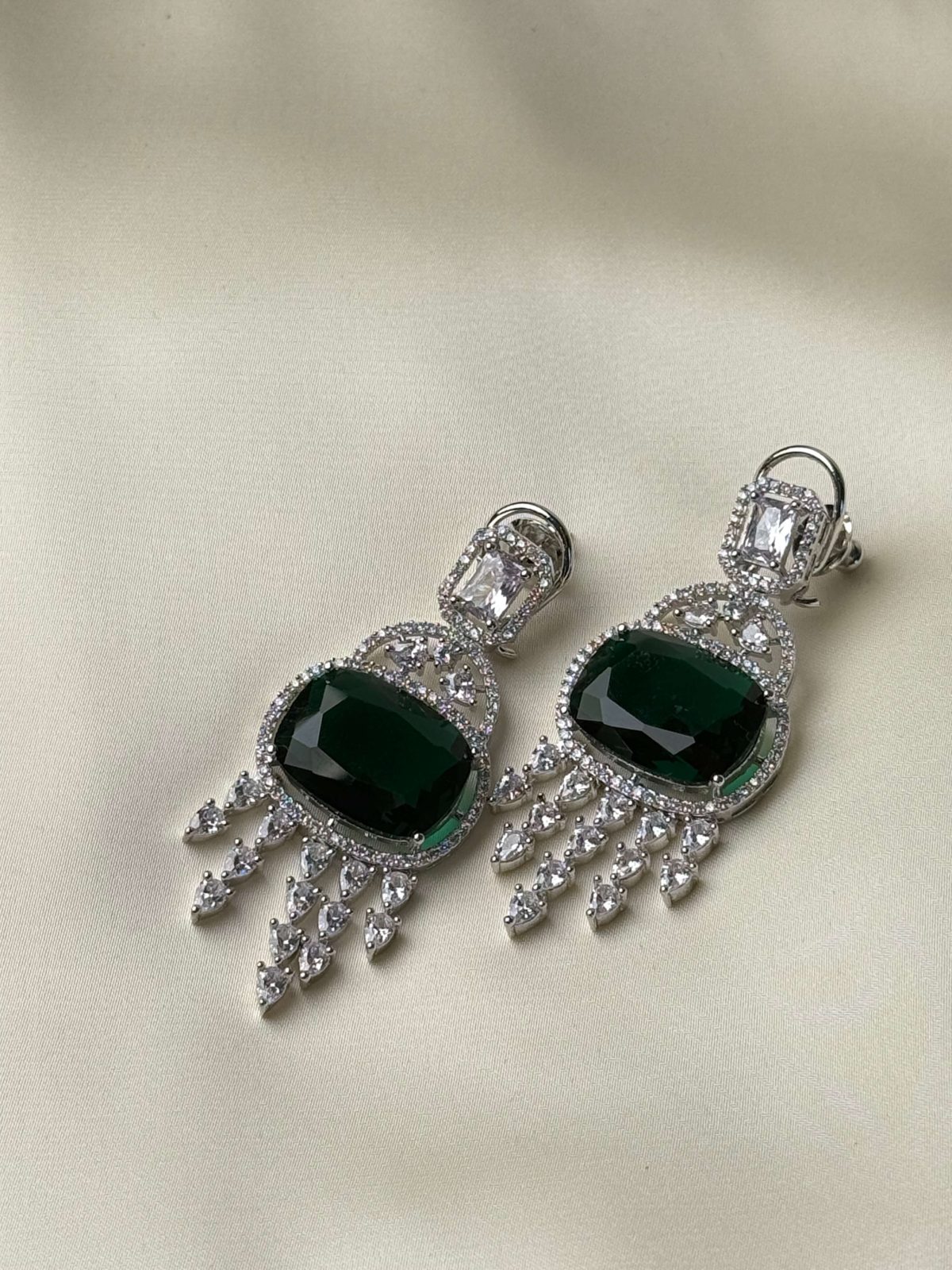 Glamorous Crystal Drop Jewellery Earrings in Emerald Green - Jewelist.pk Fashion Jewellery