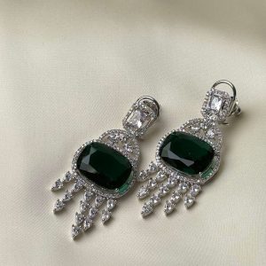 Glamorous Crystal Drop Jewellery Earrings in Emerald Green - Jewelist.pk Fashion Jewellery