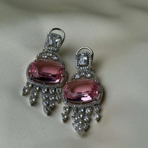 Glamorous Crystal Drop Jewellery Earrings in Pink - Jewelist.pk Fashion Jewellery