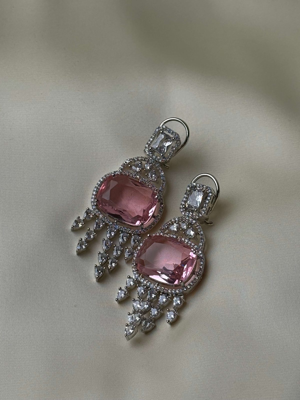 Glamorous Crystal Drop Jewellery Earrings in Pink - Jewelist.pk Fashion Jewellery