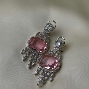 Glamorous Crystal Drop Jewellery Earrings in Pink - Jewelist.pk Fashion Jewellery
