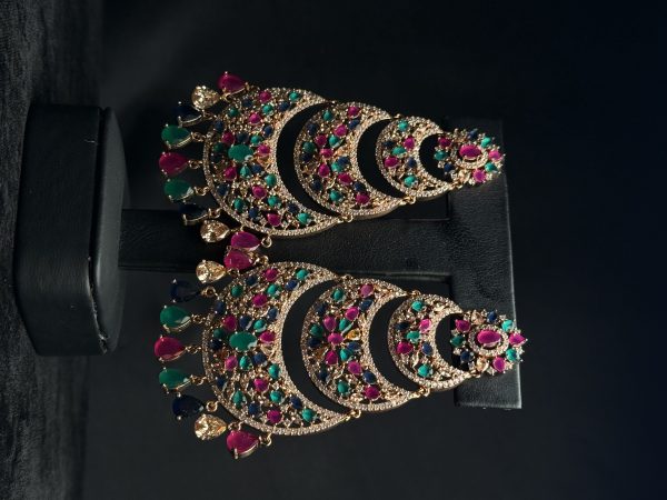 Heirloom Symphony Kundan & Gemstone Chandbali Earrings - Jewelist.pk