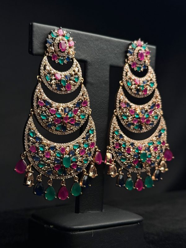 Heirloom Symphony Kundan & Gemstone Chandbali Earrings - Jewelist.pk