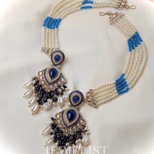 Jasmine Bloom Crystal Drop Earrings in Blue - Jewelist.pk Fashion Jewellery
