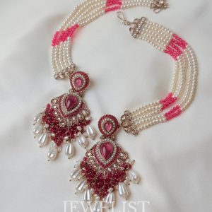 Jasmine Bloom Crystal Drop Earrings in Shocking Pink - Jewelist.pk Fashion Jewellery