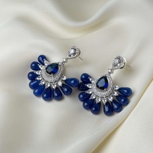 Jewel Fan Emerald Green Drop Jewellery Earrings in Blue - Jewelist.pk (Fashion Jewellery)