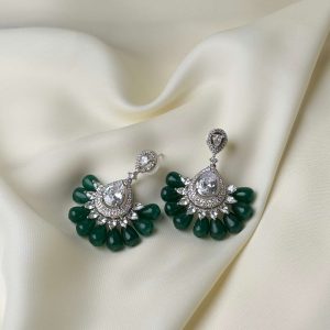 Jewel Fan Emerald Green Drop Jewellery Earrings in Green - Jewelist.pk (Fashion Jewellery)