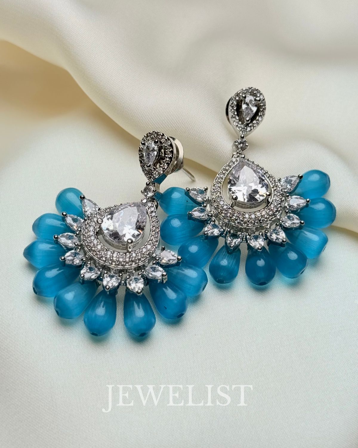 Jewel Fan Aqua Jewellery Earrings - Jewelist.pk (Fashion Jewellery)