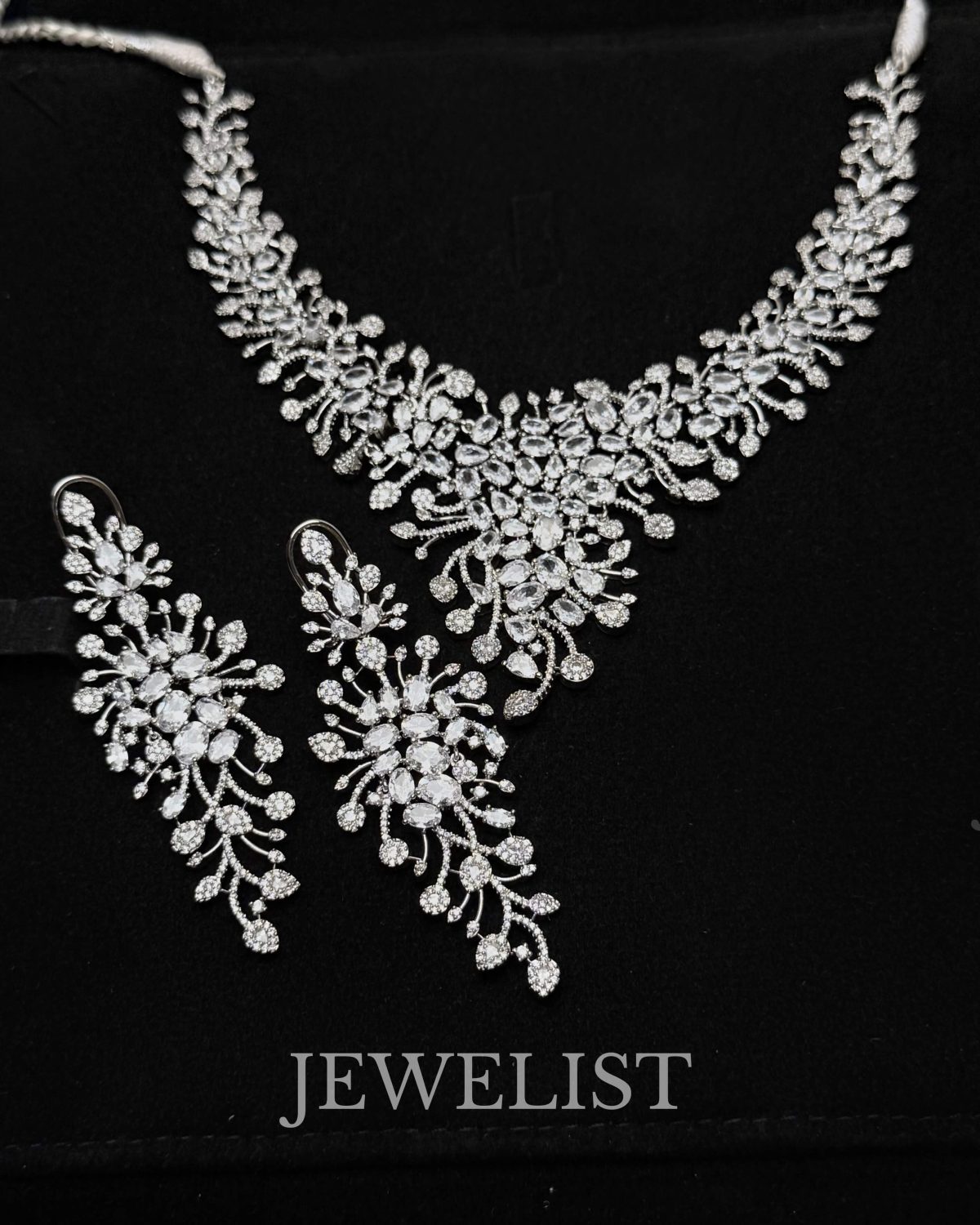 Lumina Bloom Bridal American Diamond Necklace Set - Jewelist.pk Artificial Jewellery