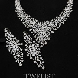 Lumina Bloom Bridal American Diamond Necklace Set - Jewelist.pk Artificial Jewellery