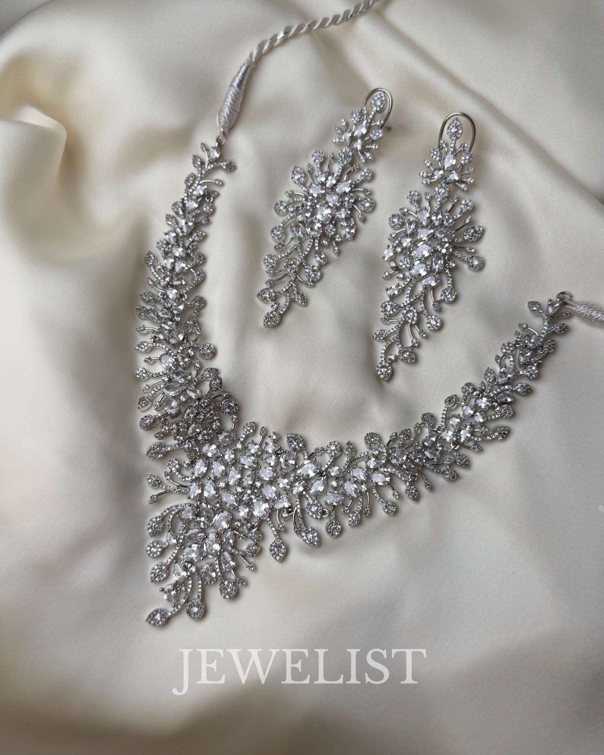 Lumina Bloom Bridal American Diamond Necklace Set - Jewelist.pk Artificial Jewellery