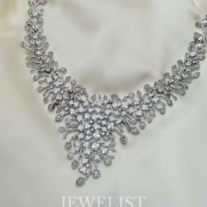 Lumina Bloom Bridal American Diamond Necklace Set - Jewelist.pk Artificial Jewellery
