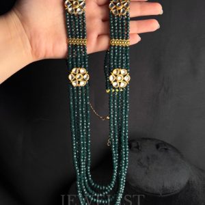 Noor Kundan Mala with emerald-toned beads